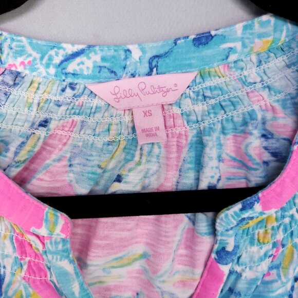 Lilly Pulitzer Tank Top Womens XS Essie Lobsters Beach Colorful Summer Blouse - Picture 7 of 12